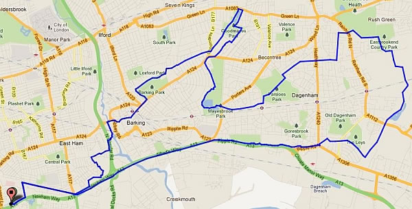 Barking Hare 21 Mile Route Map